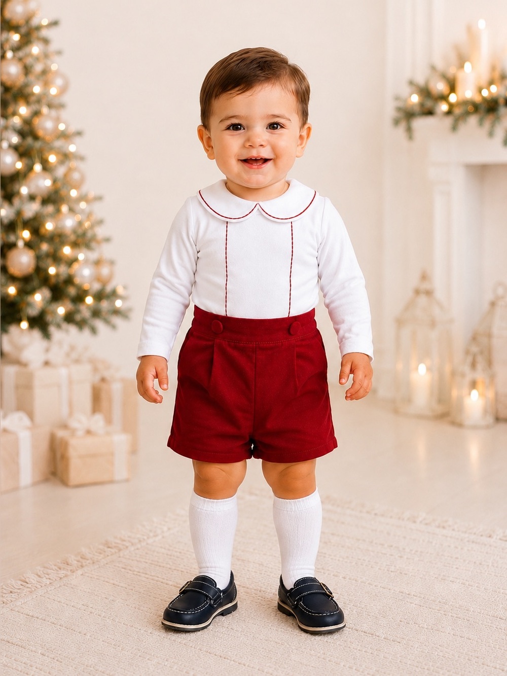 NWT Edgehill Collection x The Broke Brooke Baby Boys Berrett Velvet Set Sz 18